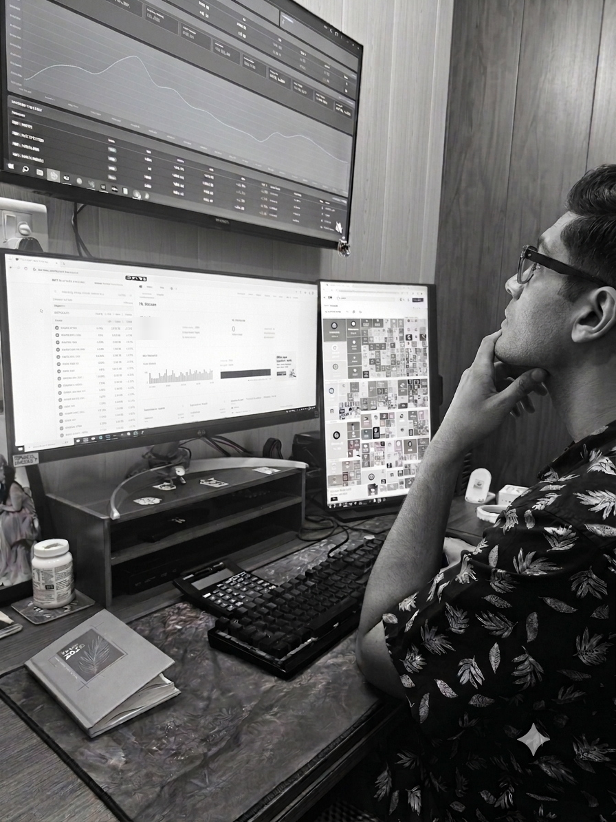 Vikram at his trading desk